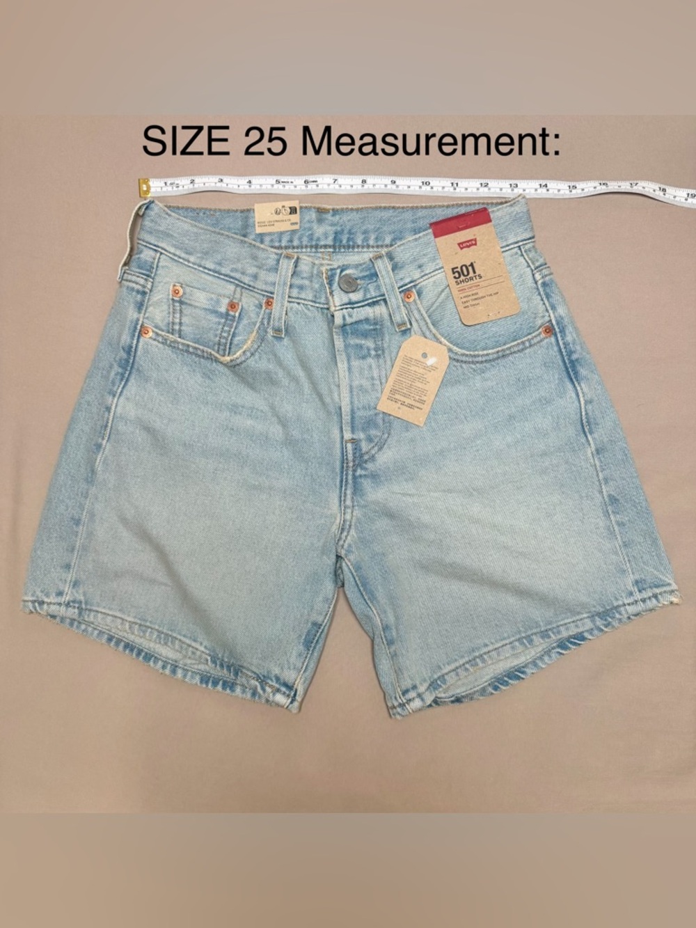 NWT Levi's 501 Button Fly Shorts High Rise Mid Thigh Medium Wash 100% Cotton - Picture 5 of 8
